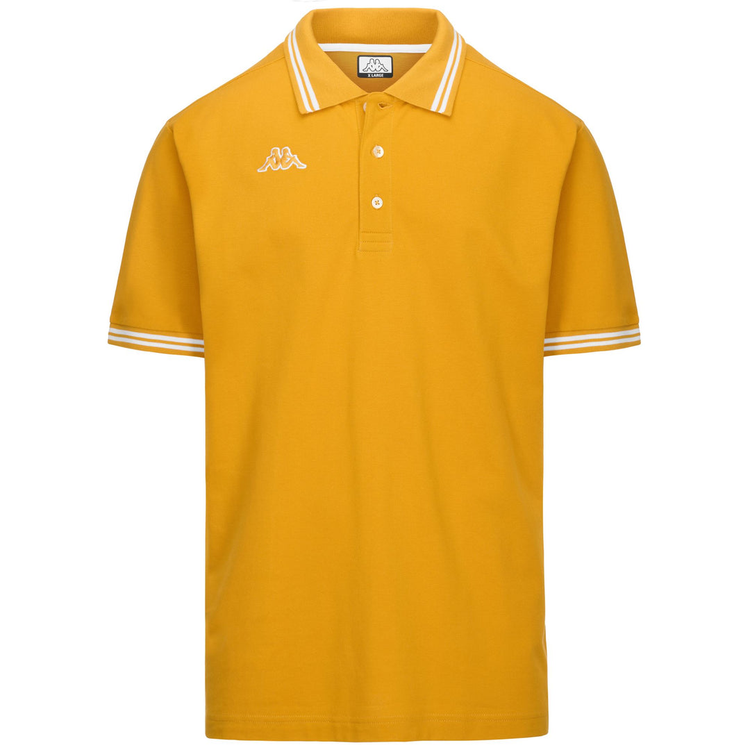 Polo da uomo regular fit color giallo oro con logo ricamato 01