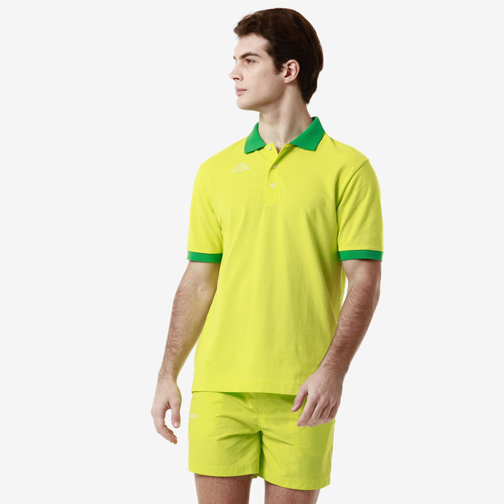 Polo Shirts Man LOGO  LIFE MSS Polo GREEN PRIMROSE - GREEN FERN Detail (jpg Rgb)			