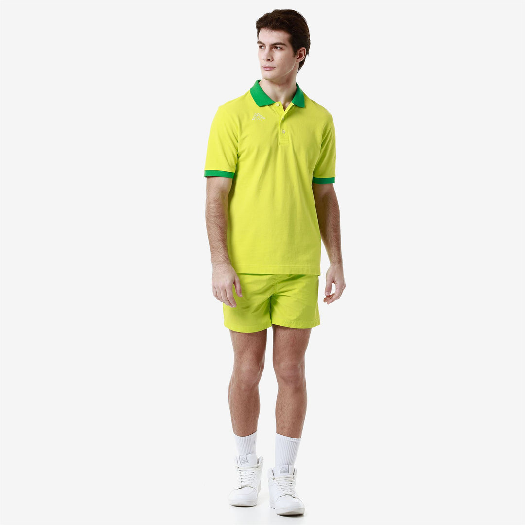 Polo Shirts Man LOGO  LIFE MSS Polo GREEN PRIMROSE - GREEN FERN Dressed Back (jpg Rgb)		