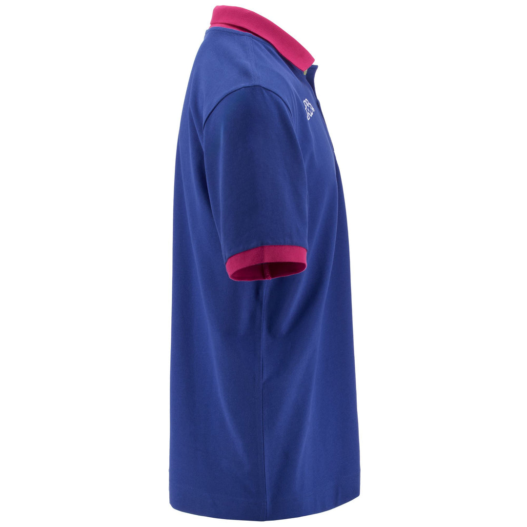 Polo Shirts Man LOGO  LIFE MSS Polo BLUE SURF - PINK INTENSE Dressed Front (jpg Rgb)	