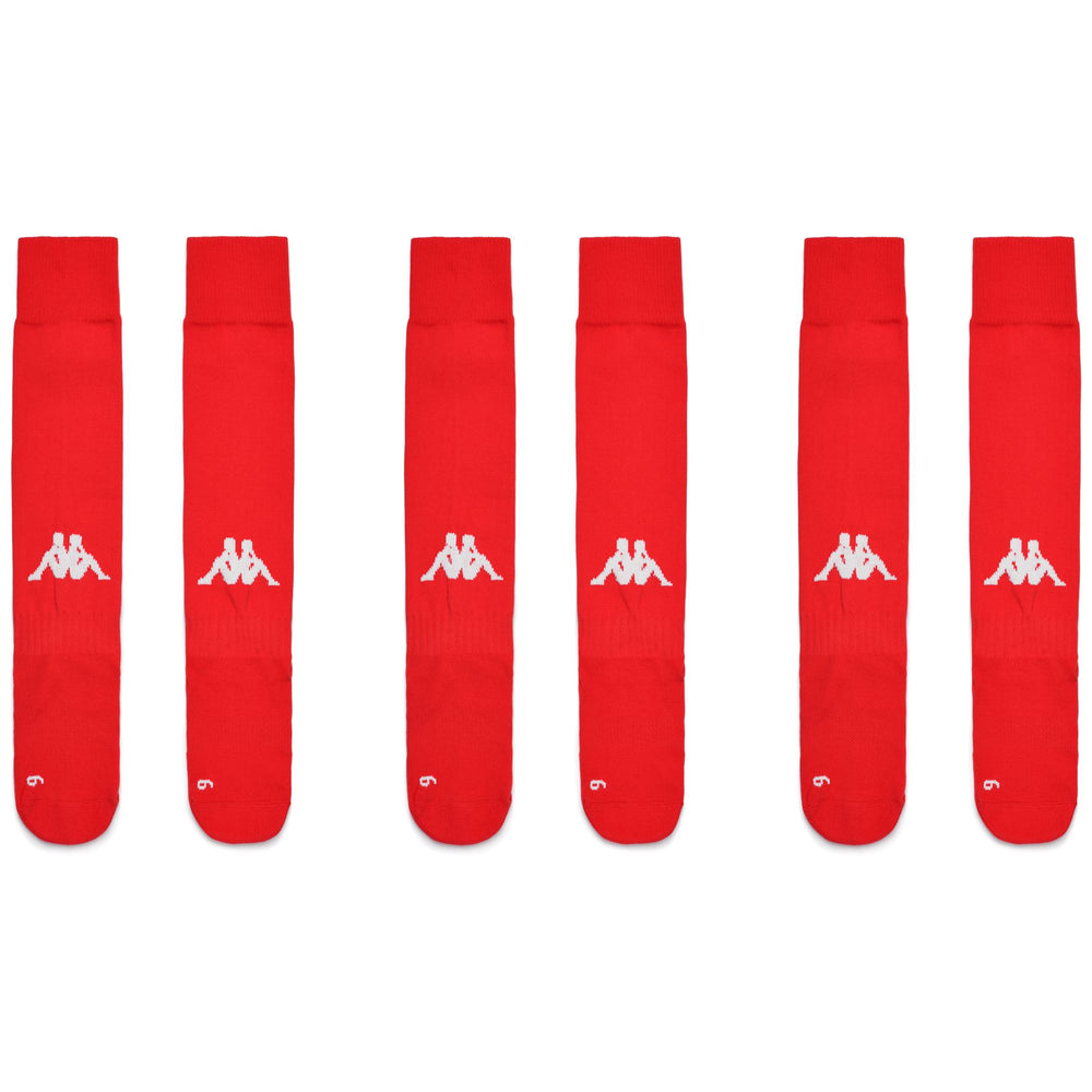 Calcetines de fútbol rojos hasta la rodilla para hombre (paquete de 3) con agarre 02