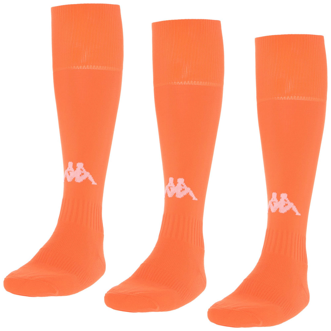 Calcetines hasta la rodilla de fútbol de color naranja para hombre. 01