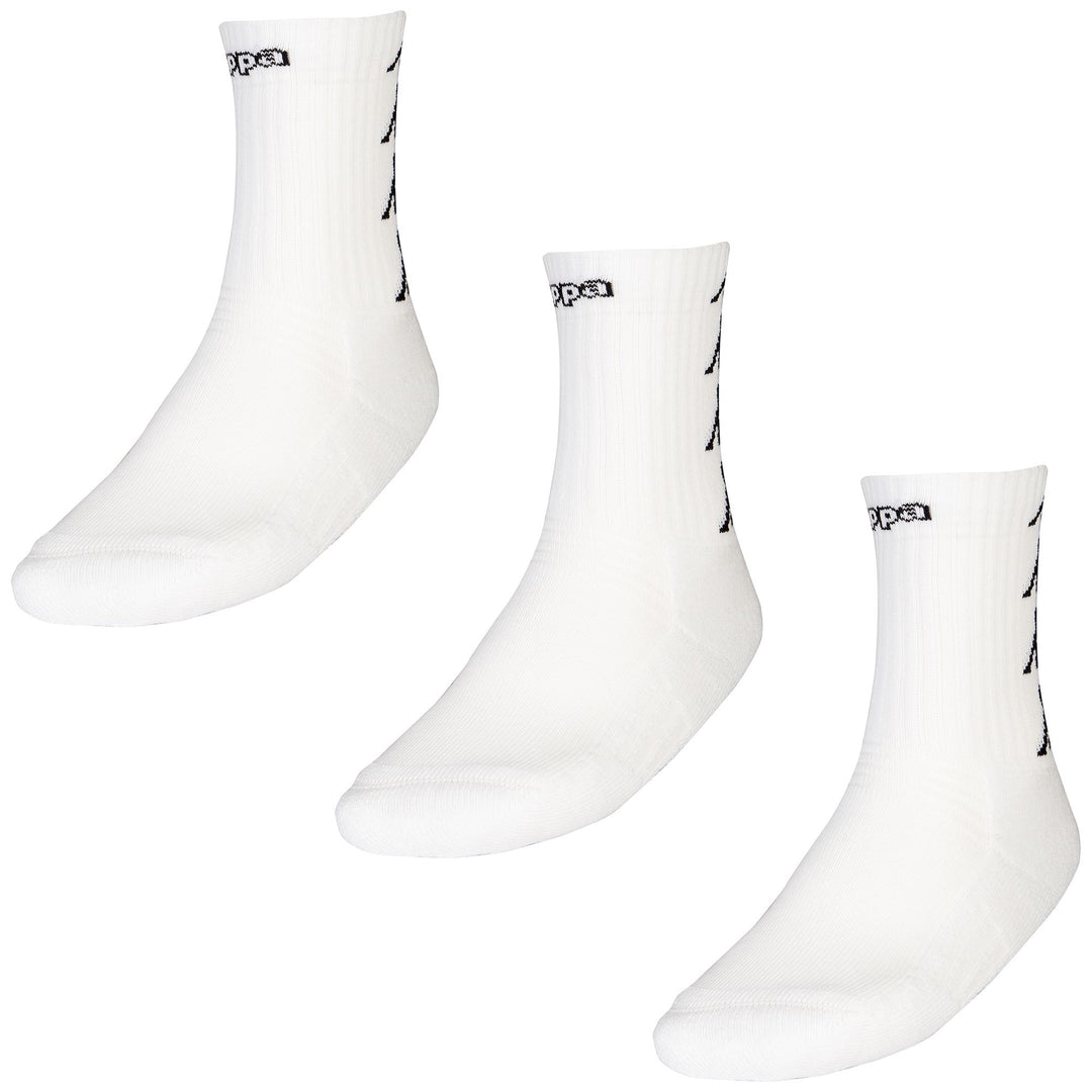 White Men's Quarter High Socks with Heel and Toe Reinforcement 01