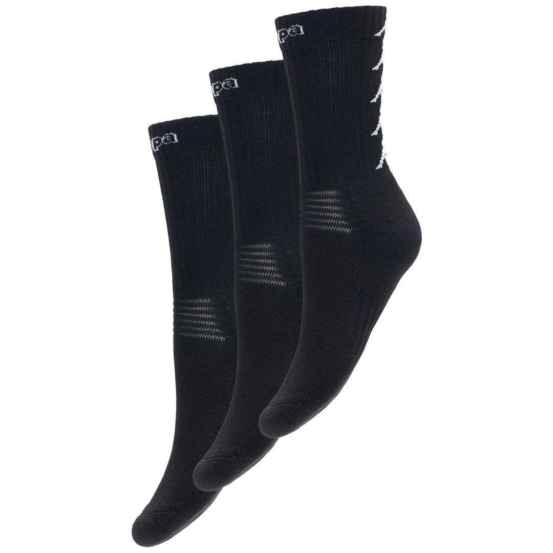 Black Men's Training Quarter High Socks with Reinforced Heel and Toe main
