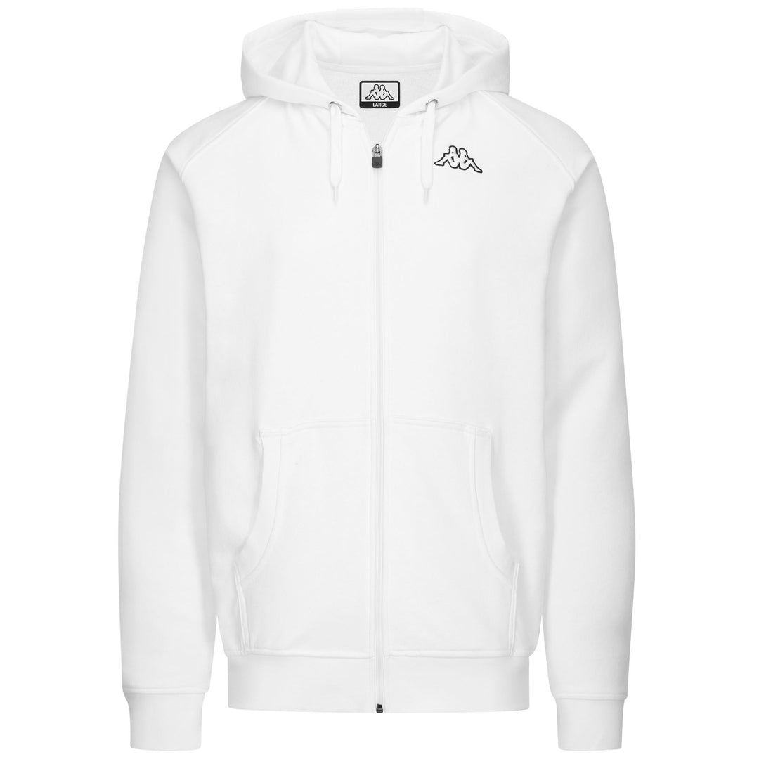 White Men's Slim Fit Full Zip Hoodie with Kangaroo Pocket 01