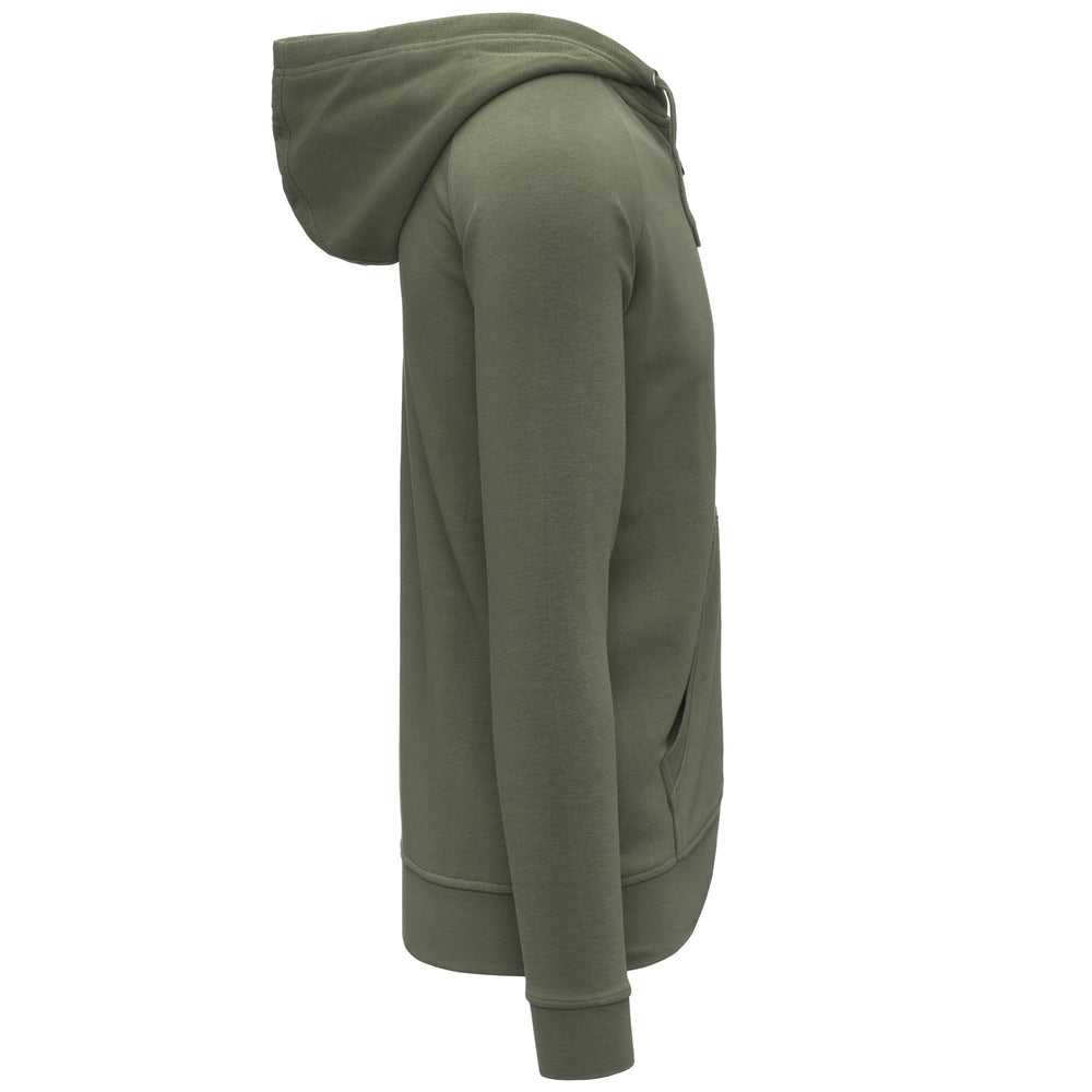 Sudadera con capucha verde oliva para hombre, corte entallado, cremallera completa y bolsillo tipo canguro 02