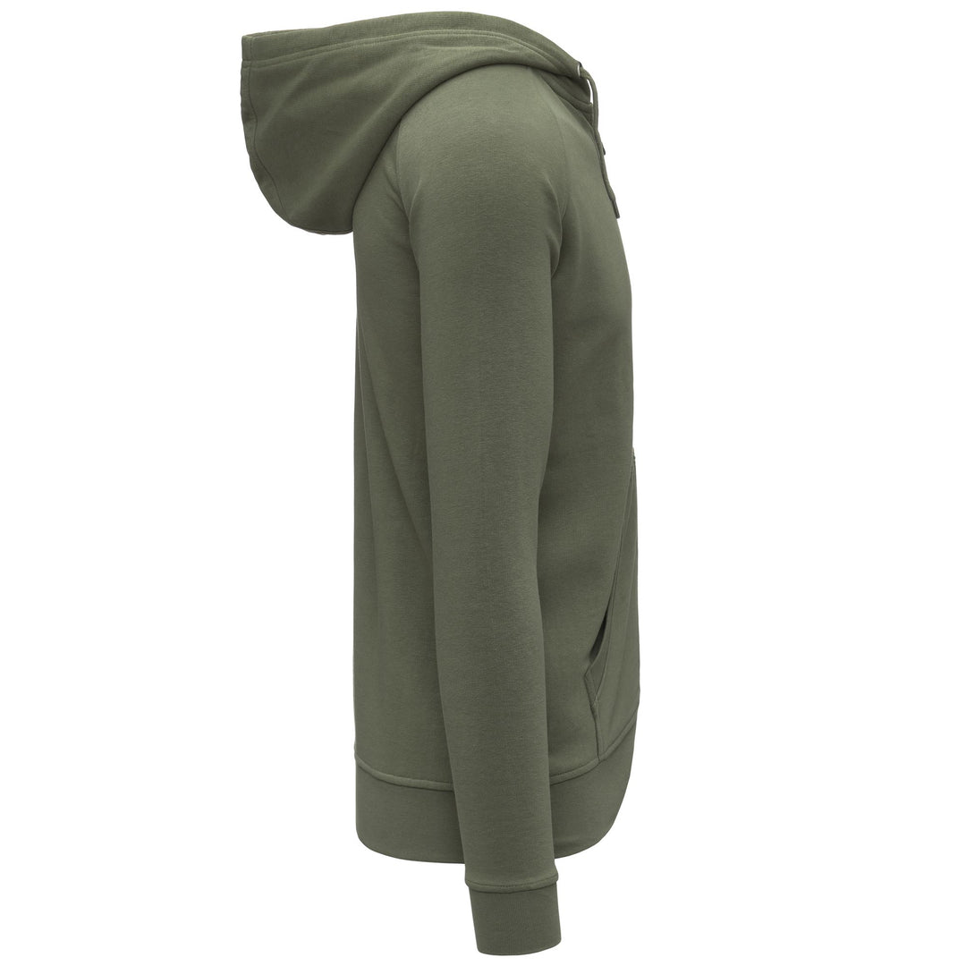 Sudadera con capucha verde oliva para hombre, corte entallado, cremallera completa y bolsillo tipo canguro main