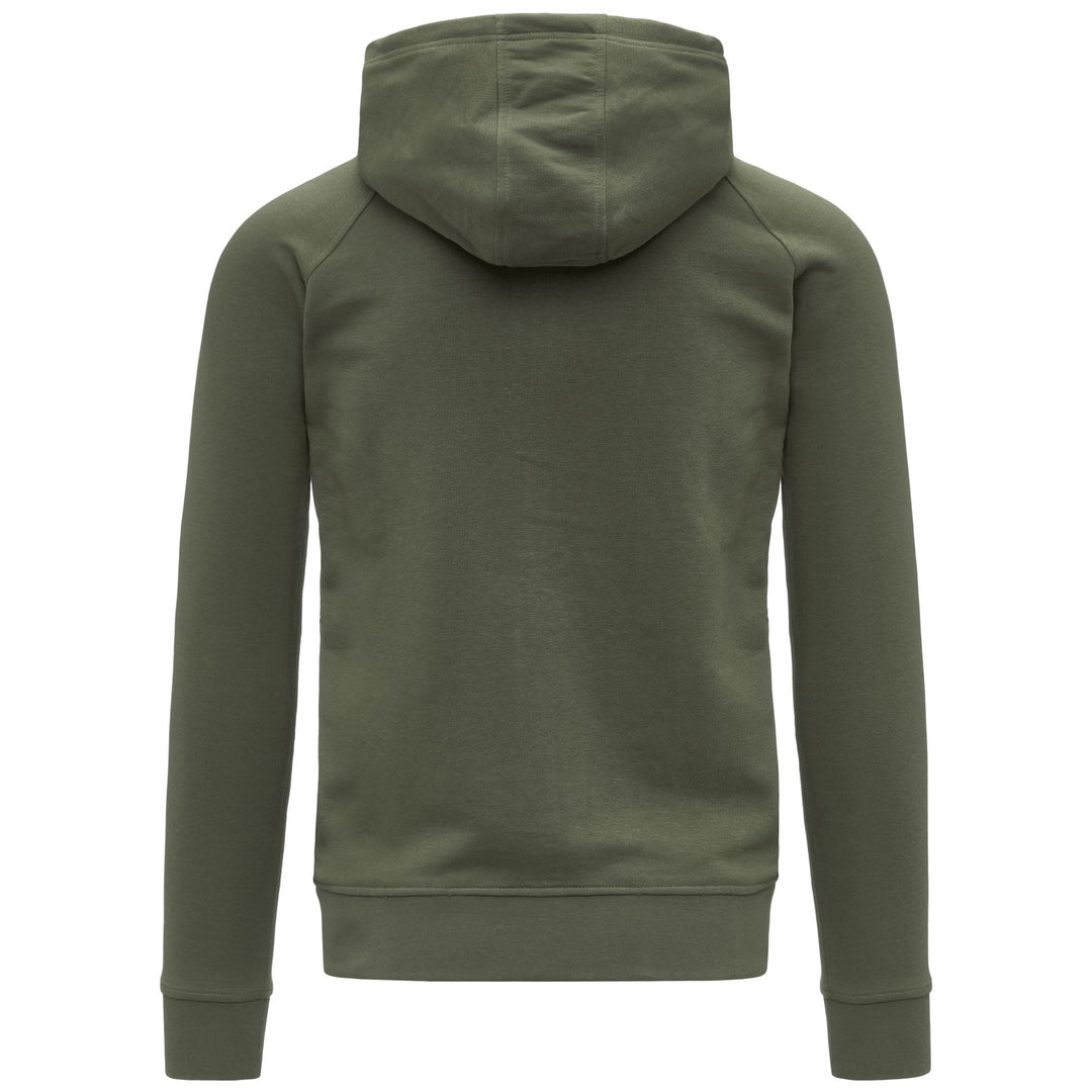 Sudadera con capucha verde oliva para hombre, corte entallado, cremallera completa y bolsillo tipo canguro main