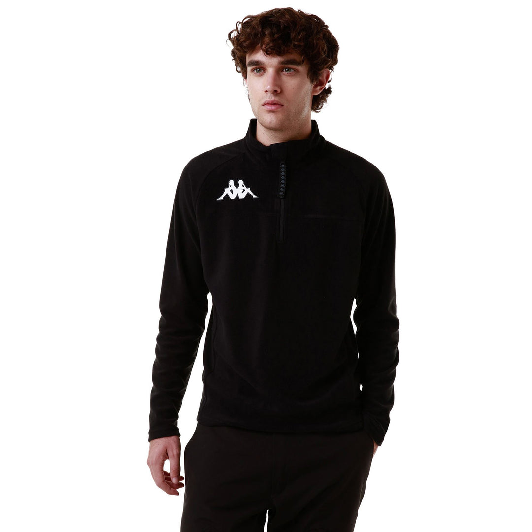 Pull de ski unisexe noir en polaire microfibre, coupe ajustée main