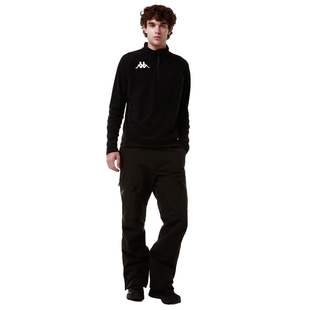 Pull de ski unisexe noir en polaire microfibre, coupe ajustée 01