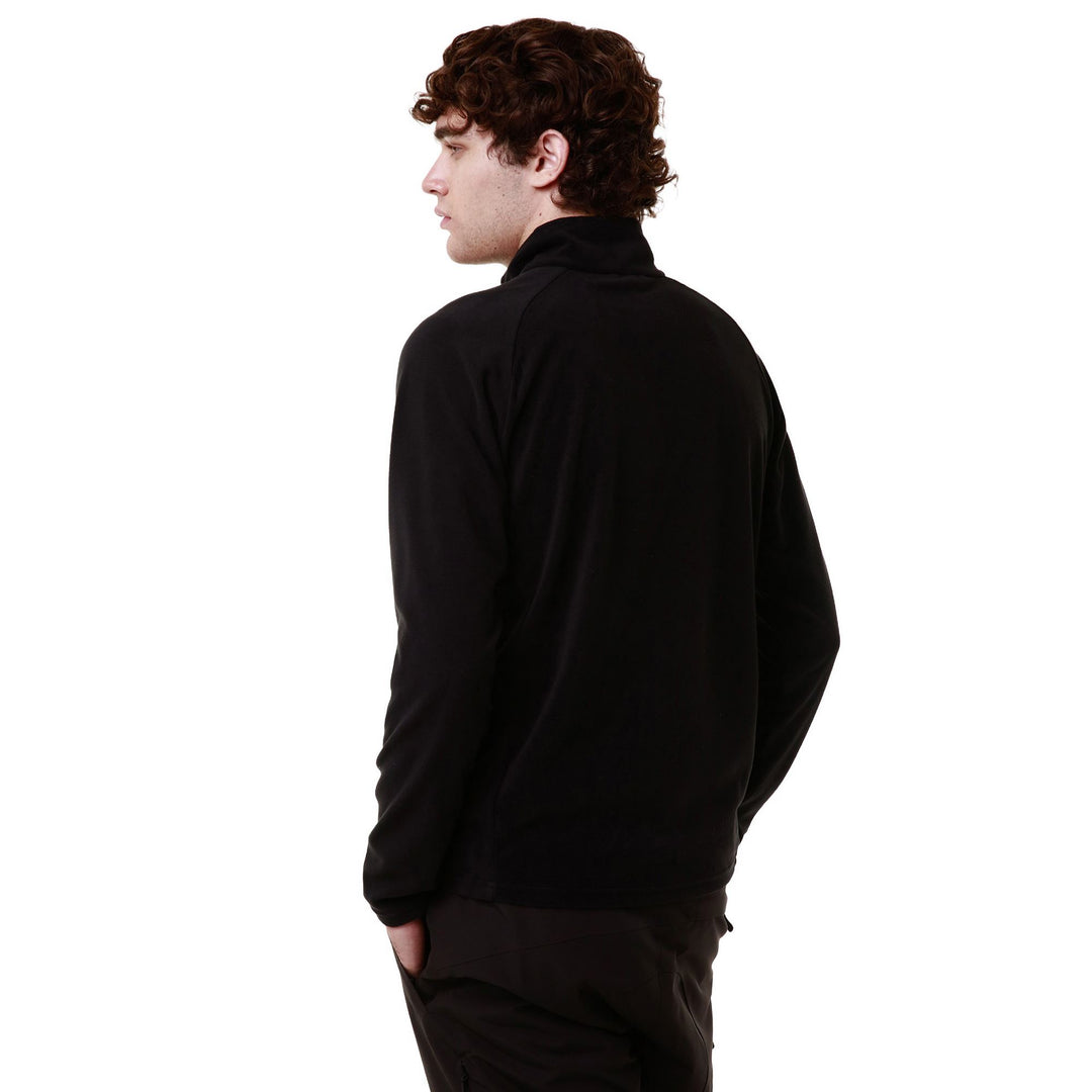 Pull de ski unisexe noir en polaire microfibre, coupe ajustée main