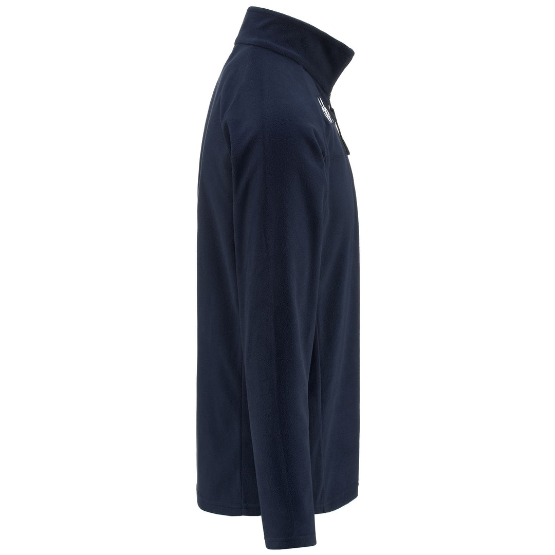 Pull de ski unisexe bleu en polaire microfibre, coupe ajustée main