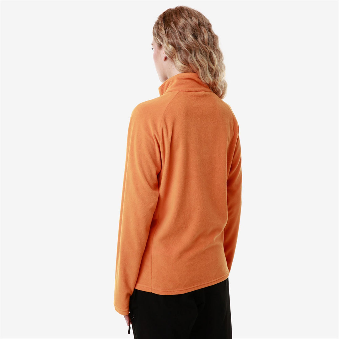 Pull de ski unisexe orange en polaire microfibre, coupe ajustée main