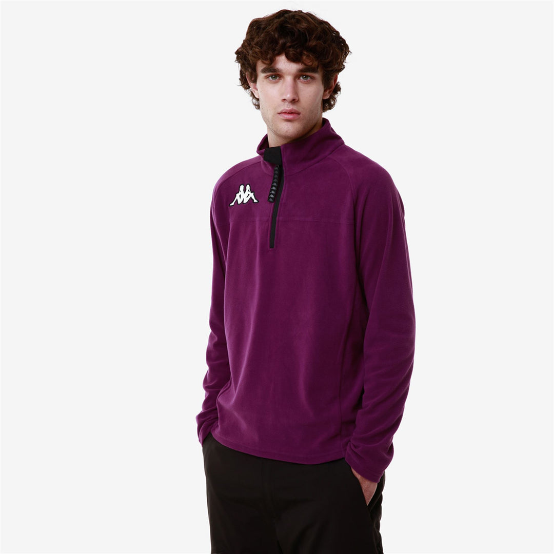Pull polaire unisexe violet coupe ajustée pour le ski main
