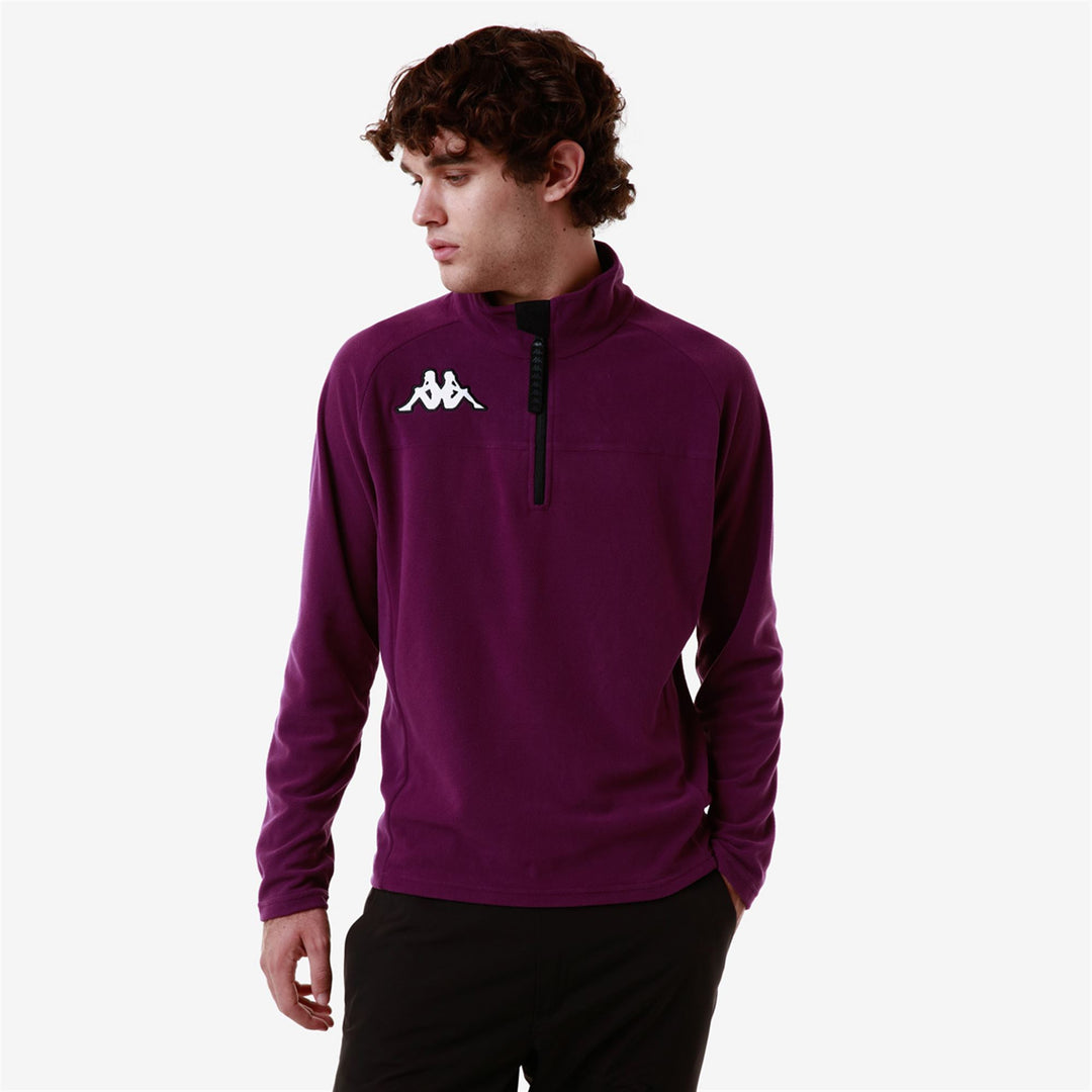 Pull polaire unisexe violet coupe ajustée pour le ski main