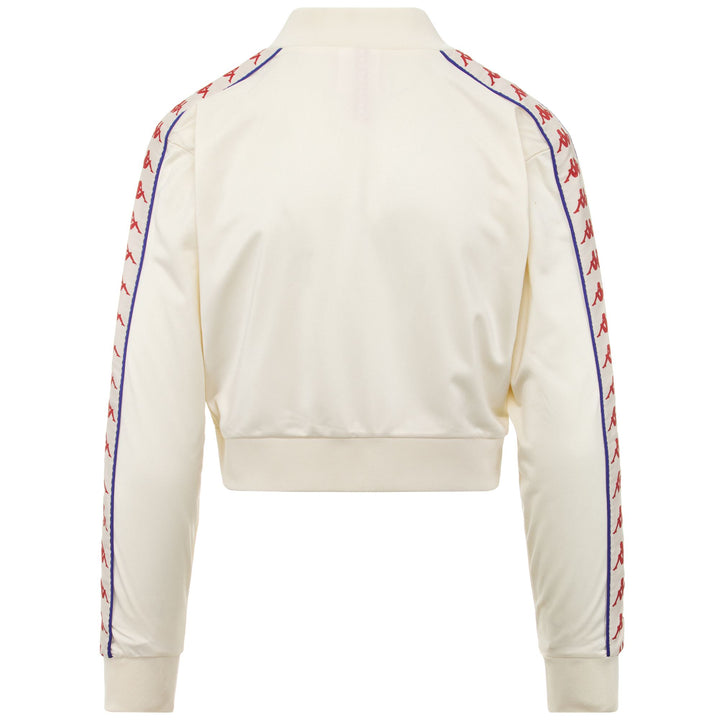 Fleece Woman 222 BANDA  ASBER Jacket WHITE ANTIQUE-RED-BLUE ROYAL Dressed Side (jpg Rgb)		