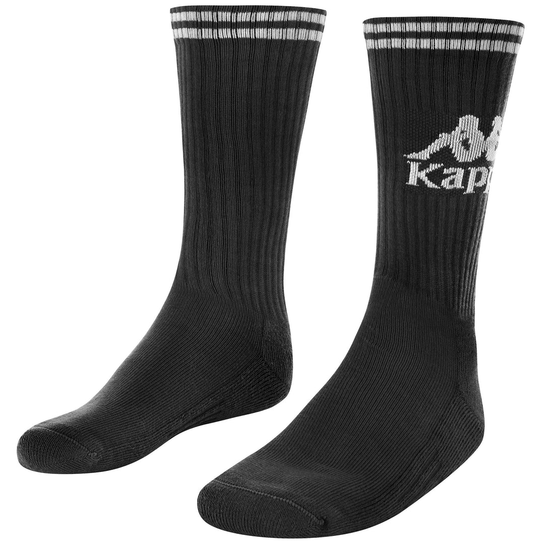 Black Unisex Sportswear Crew Socks with Jacquard Lines 01