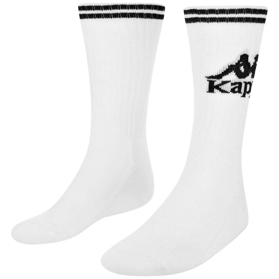 Chaussettes de sport unisexes blanches à rayures jacquard 01