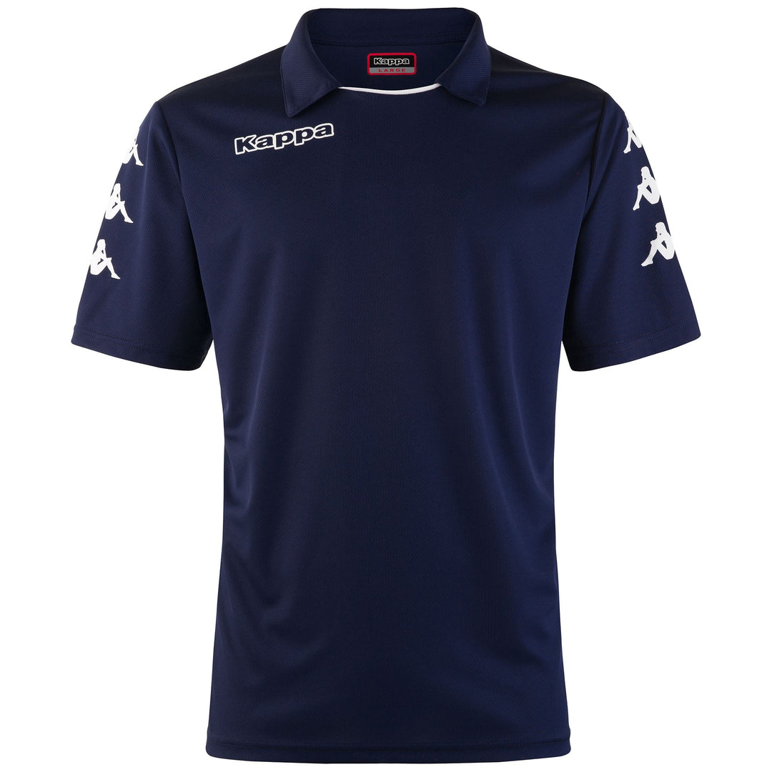 Blue Men's Textured Fabric Polo Shirt for Soccer 01