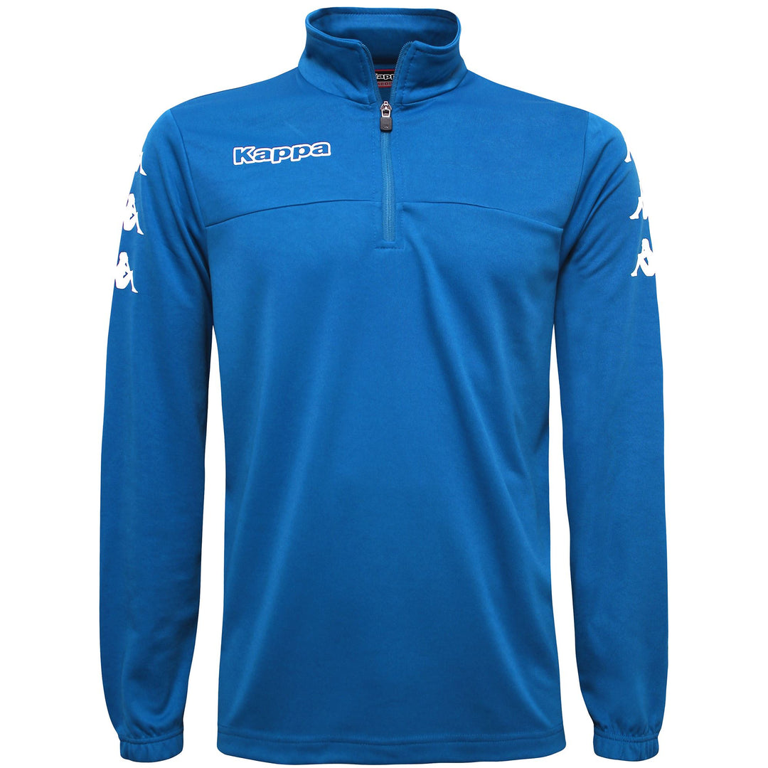 Azure Blue Men's Football Training Fleece Jumper with Half Zip 01