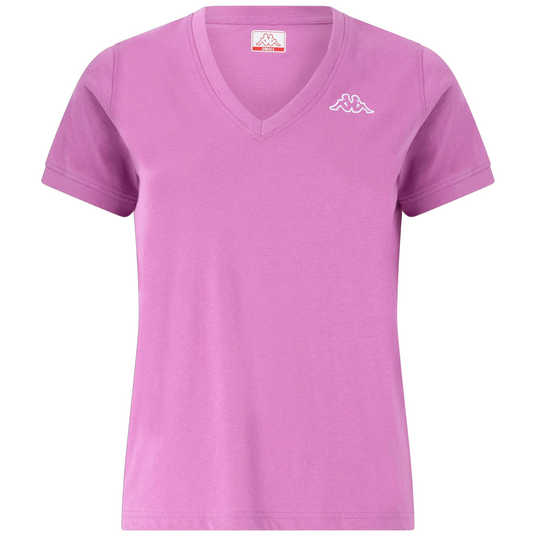 Camiseta deportiva para mujer en color rojo violeta con logotipo bordado 01