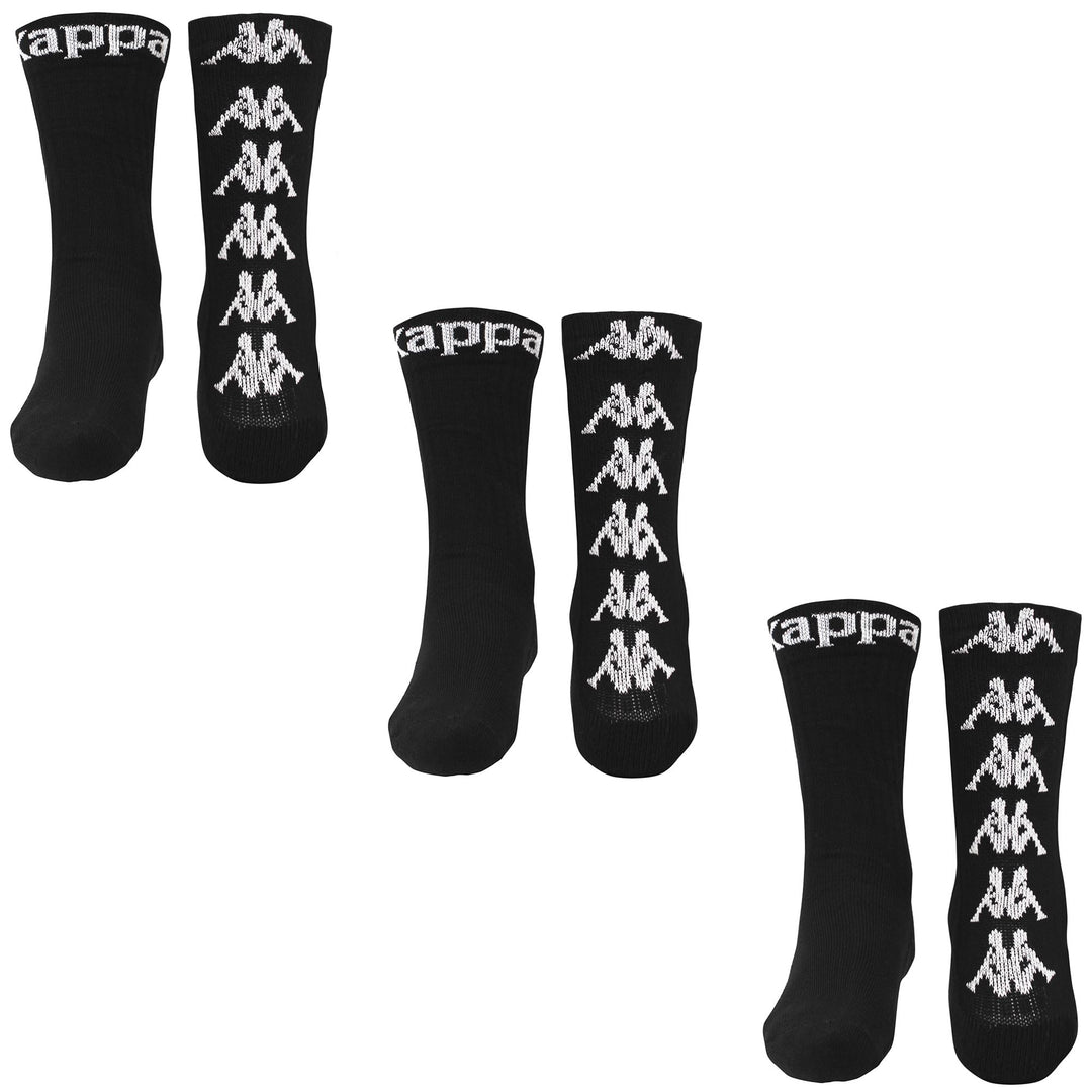 Chaussettes de sport unisexes noires mi-mollet en matière éponge 01