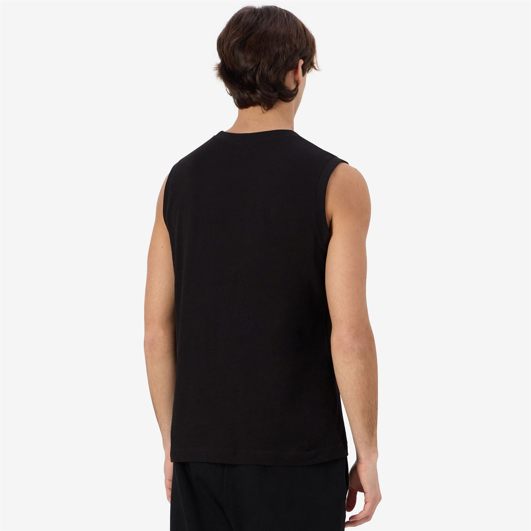 T-shirt senza maniche da uomo nera con logo in cotone main