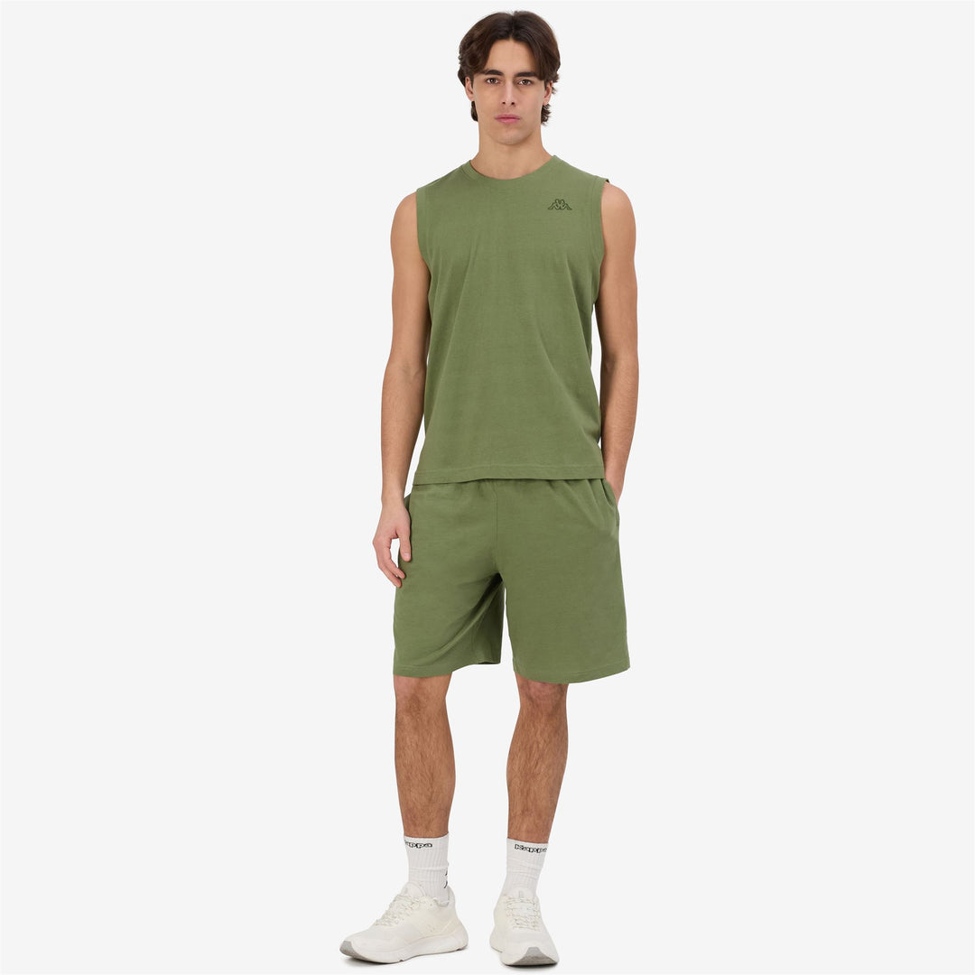 Olive green Men's Sleeveless Logo T-Shirt in Jersey Fabric 01