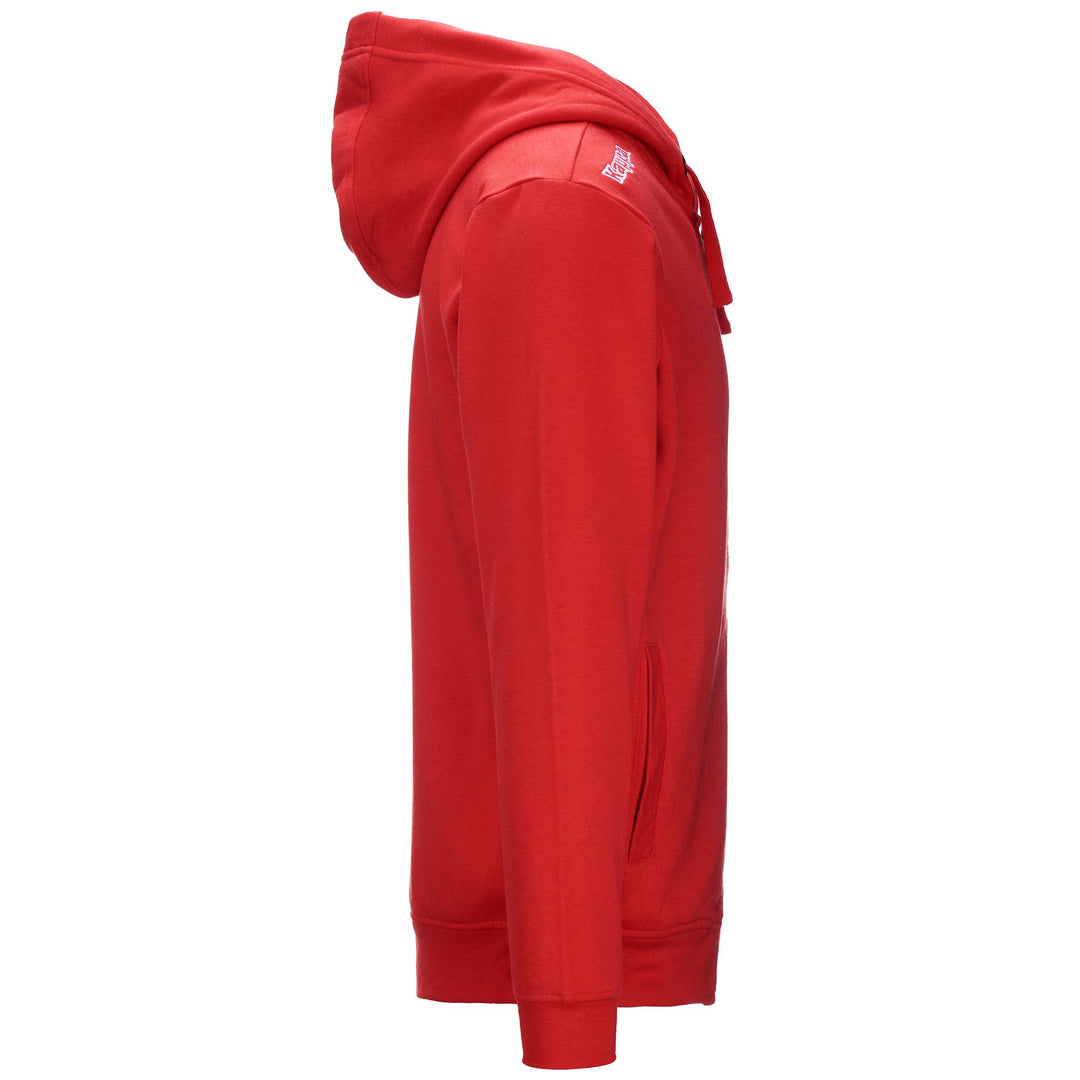 Red Men's Regular Fit Hooded Fleece Sweatshirt for Training main