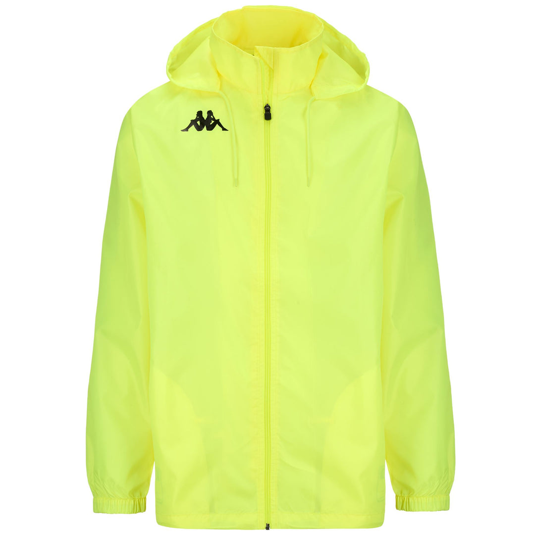 Chaqueta impermeable de fútbol verde neón para hombre. 01