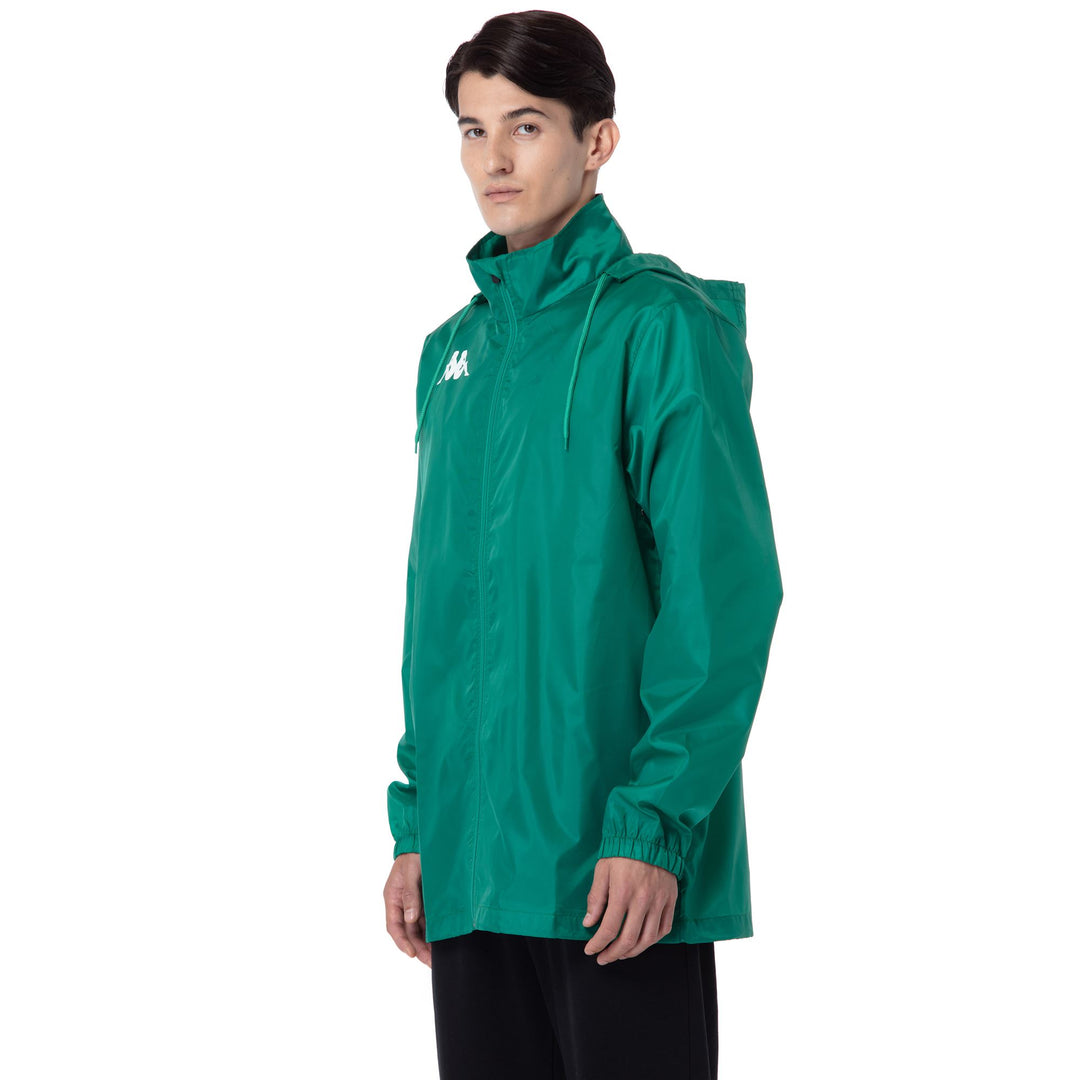 Veste imperméable fonctionnelle mi-longue pour homme, verte main