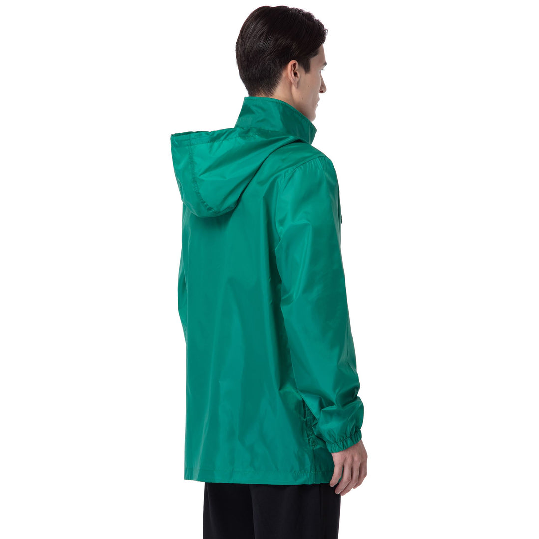Veste imperméable fonctionnelle mi-longue pour homme, verte main