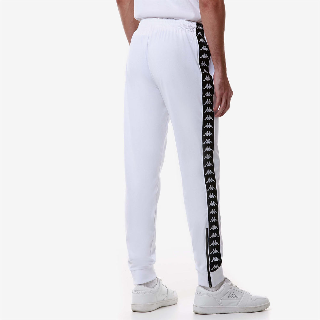 Pants Man 222 BANDA   RASTORIA SLIM Sport Trousers WHITE-BLACK Detail Double				