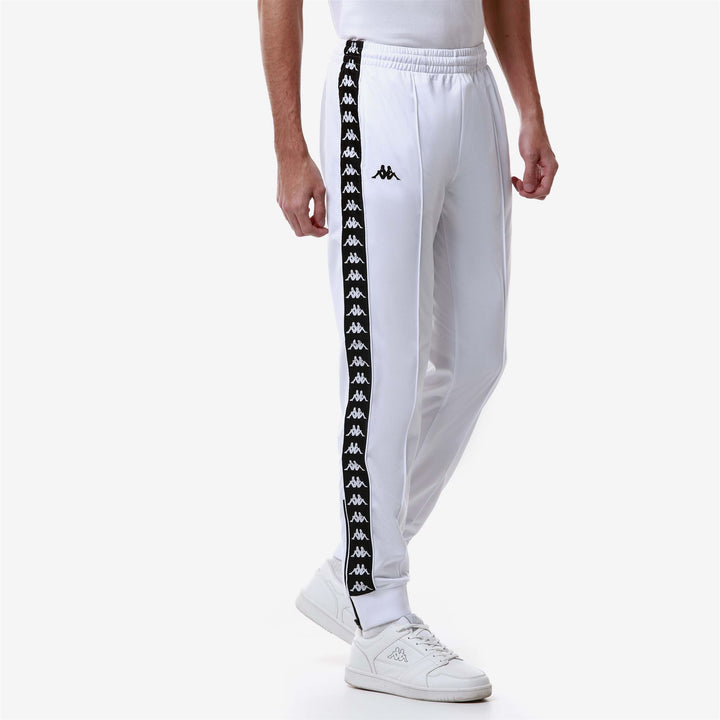 Pants Man 222 BANDA   RASTORIA SLIM Sport Trousers WHITE-BLACK Dressed Front Double		