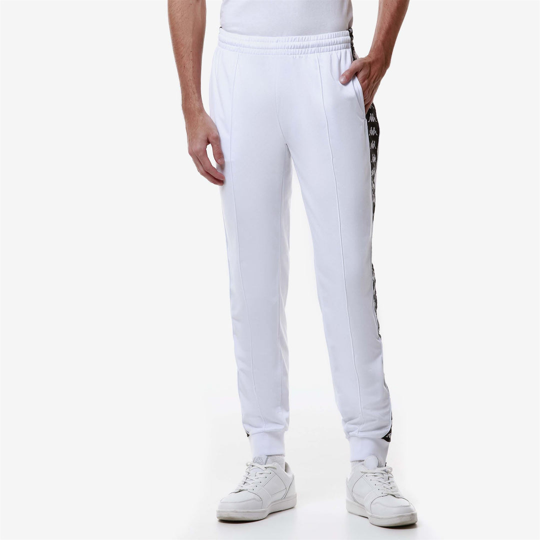 White Men's Slim Fit Sportswear Trousers in Brushed Tricot main