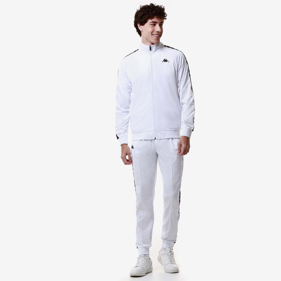 White Men's Slim Fit Sportswear Trousers in Brushed Tricot 01
