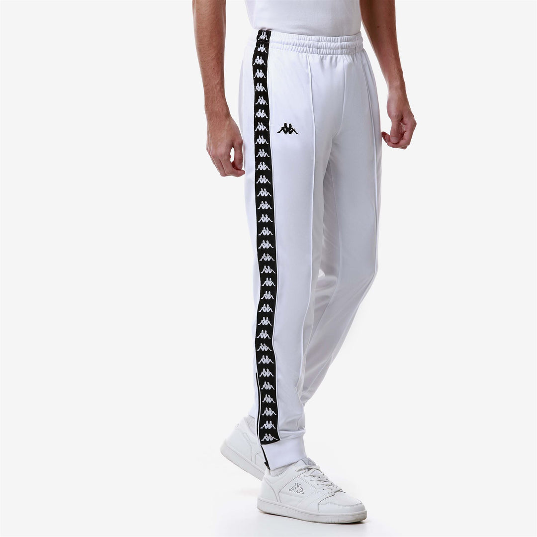 White Men's Slim Fit Sportswear Trousers in Brushed Tricot main
