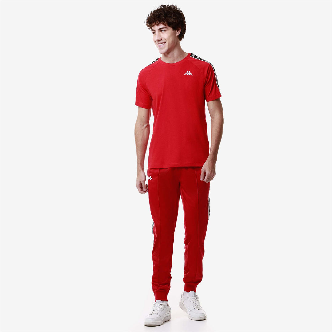 Pantaloni sportivi slim fit da uomo rossi in tricot spazzolato 01