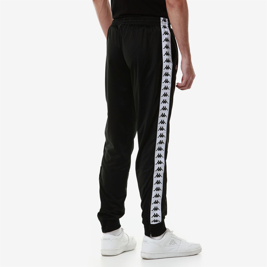 Pants Man 222 BANDA   RASTORIA SLIM Sport Trousers BLACK - WHITE Detail Double				