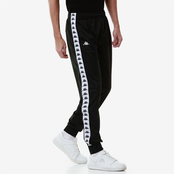 Pants Man 222 BANDA   RASTORIA SLIM Sport Trousers BLACK - WHITE Dressed Front Double		