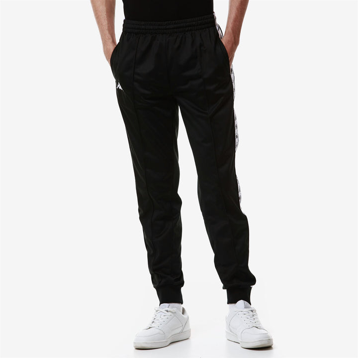 Pants Man 222 BANDA   RASTORIA SLIM Sport Trousers BLACK - WHITE Detail (jpg Rgb)			