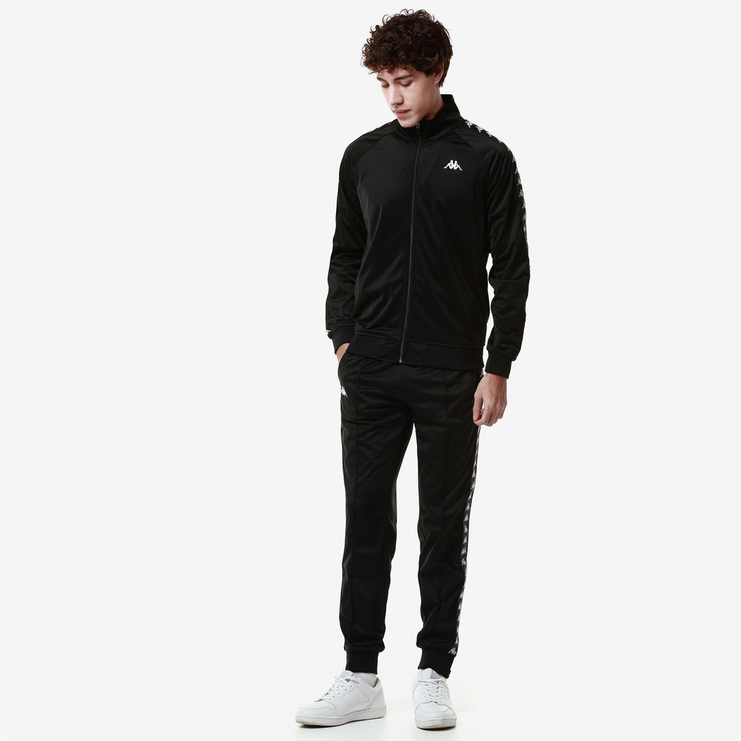 Black Men's Slim Fit Sportswear Tricot Pants with Side Pockets 01