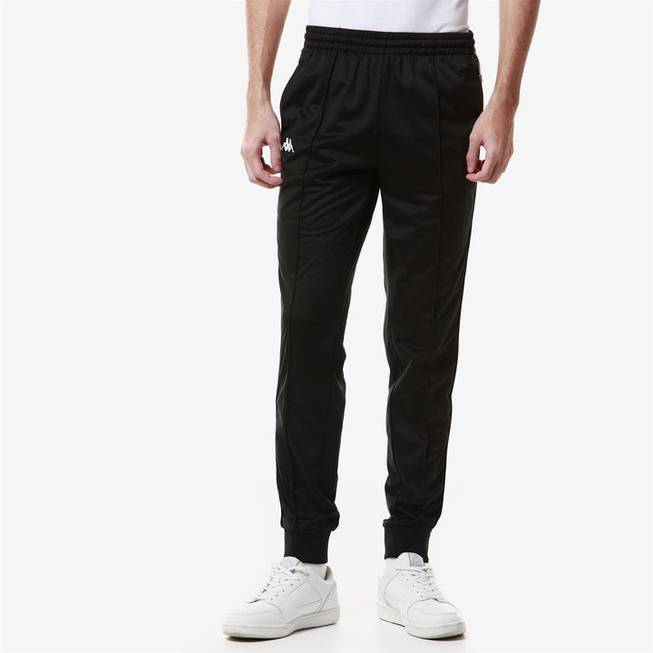 Pants Man 222 BANDA   RASTORIA SLIM Sport Trousers BLACK - WHITE Detail (jpg Rgb)			