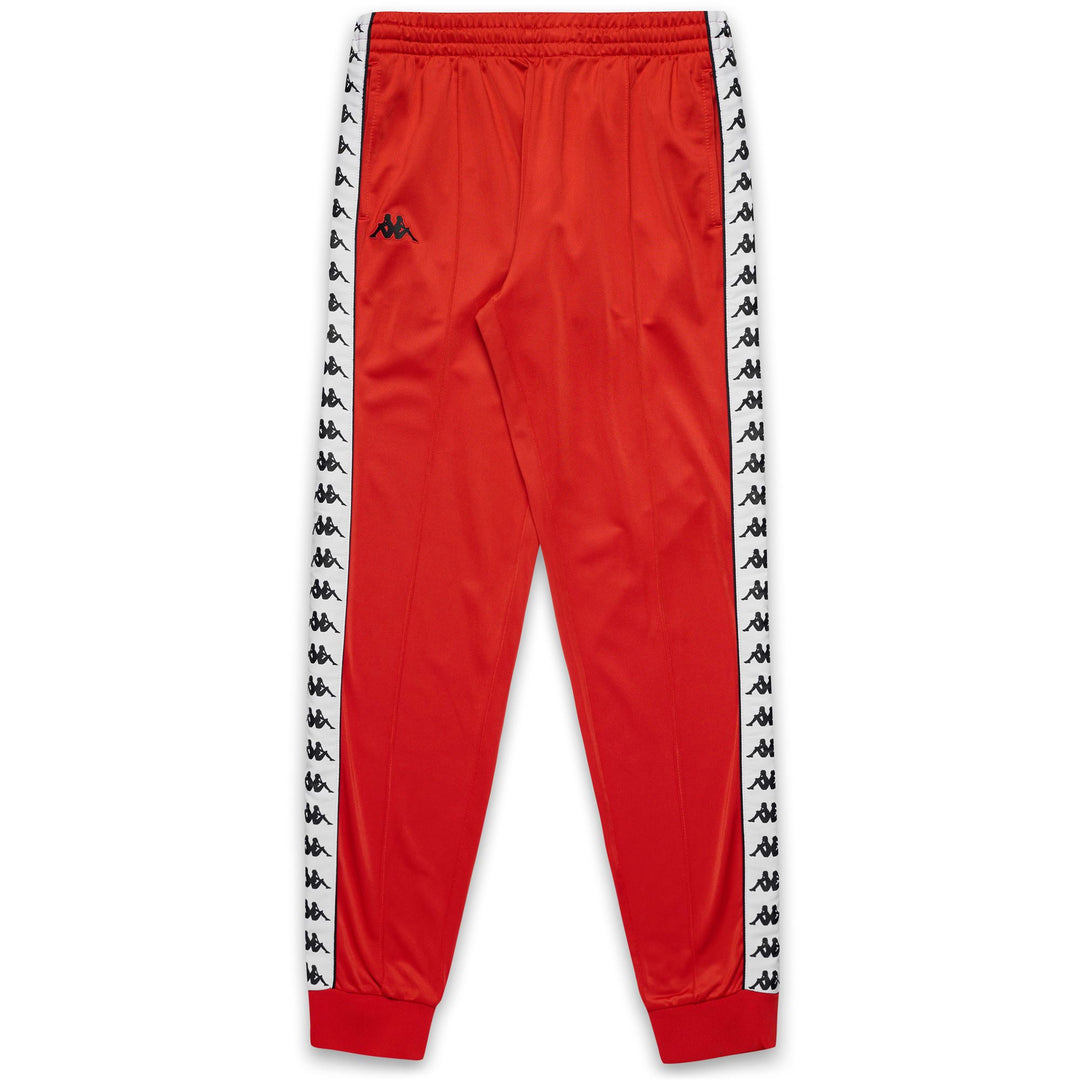 Pantalón deportivo rojo ajustado para hombre con cremallera en la parte inferior y bolsillos 01