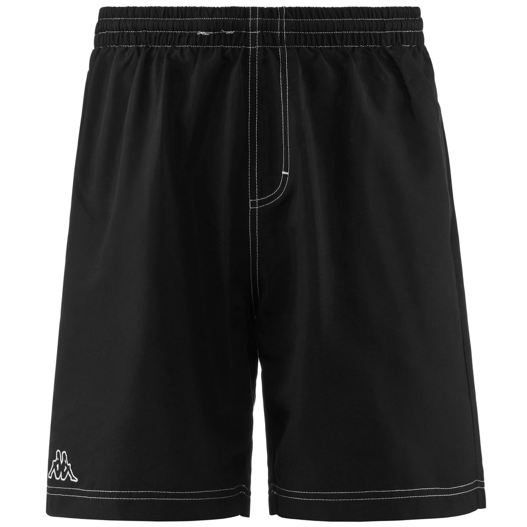 Black Men's Regular Fit Swimming Trunks in Woven Microfiber 01