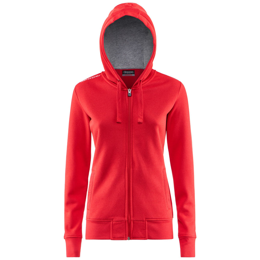 Red Women's Hooded Fleece Jacket with Slim Fit 01