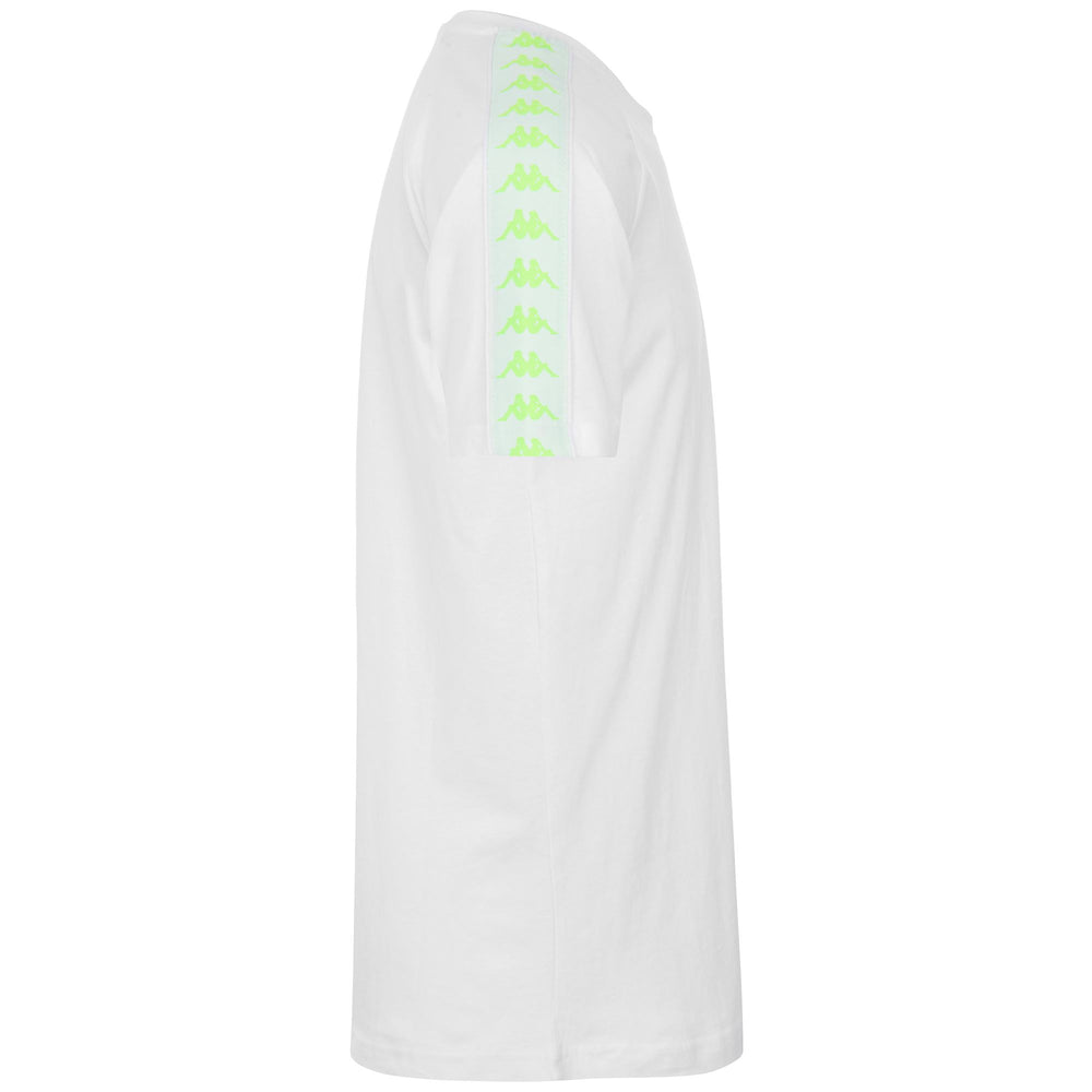 T-ShirtsTop Man 222 BANDA   COEN SLIM T-Shirt WHITE - NEON GREEN Dressed Front (jpg Rgb)	