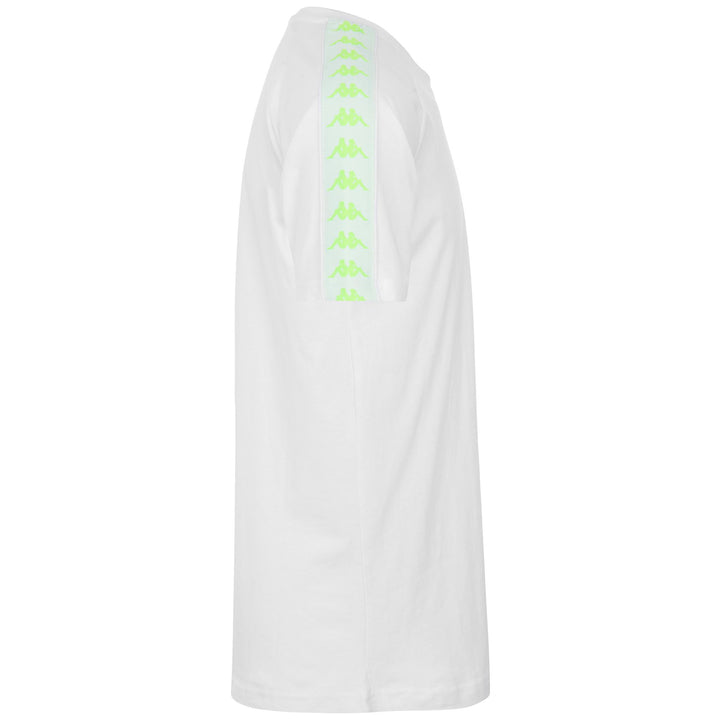 T-ShirtsTop Man 222 BANDA   COEN SLIM T-Shirt WHITE - NEON GREEN Dressed Front (jpg Rgb)	