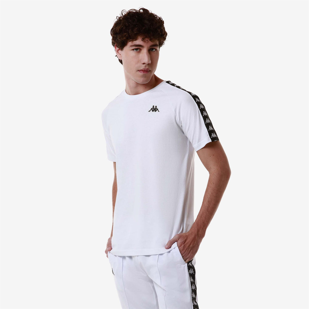 T-ShirtsTop Man 222 BANDA   COEN SLIM T-Shirt WHITE-BLACK Dressed Front Double		