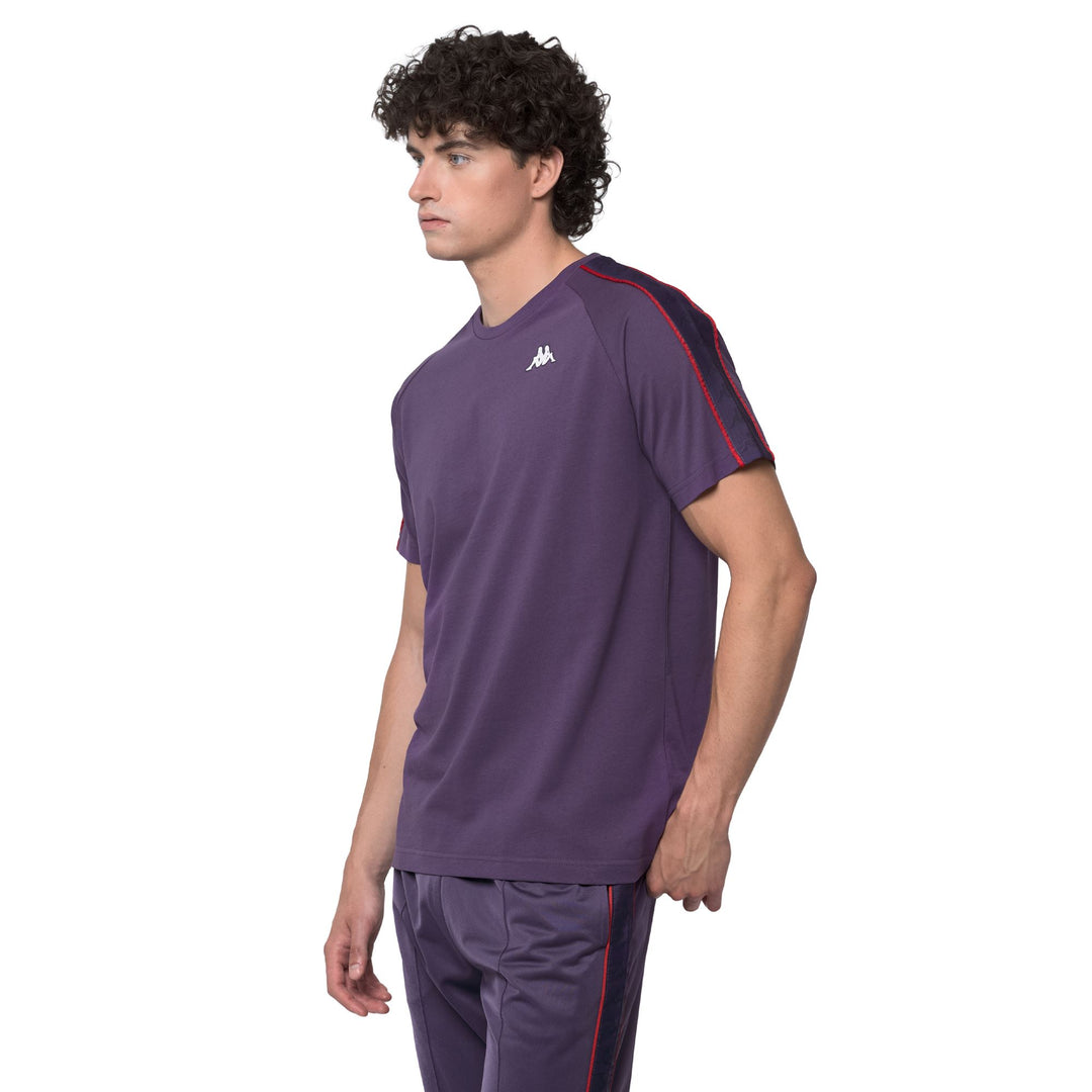 T-shirt sportiva da uomo slim fit viola in cotone 01